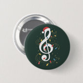 ト音記号 クリスマス ライト 音楽好き ミュージシャン 缶バッジ (正面&裏面)