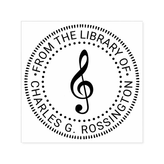 ト音記号 ソ音記号 丸型 図書館 本 名前 セルフインキングスタンプ (デザイン)