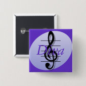 ト音記号、花型女性歌手 缶バッジ (正面&裏面)