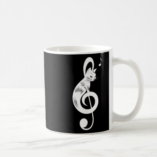ト音記号 黒猫 ミュージック キティ ノート 音楽家 コーヒーマグカップ (右)