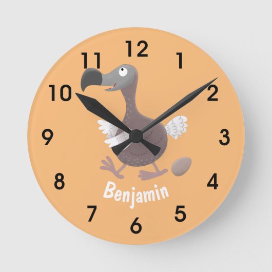 ドおもしろいド鳥漫画イラストレーション ラウンド壁時計 (正面)
