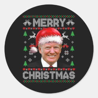 ドおもしろいナルドトランプのメリークリスマスファミリー醜いSwe ラウンドシール