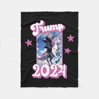 ドおもしろいナルドトランプはユニコーンに乗っている。ピンクトランプ2 フリースブランケット