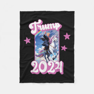 ドおもしろいナルドトランプはユニコーンに乗っている。ピンクトランプ フリースブランケット