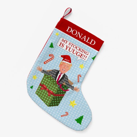 ドおもしろいナルドトランプクリスマスユゲ政治ユーモア スモールクリスマスストッキング (正面 (吊り時))