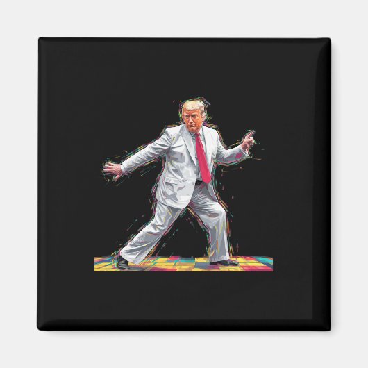 ドおもしろいナルドトランプディスコ踊り60s 70s 80s Prei マグネット (正面)