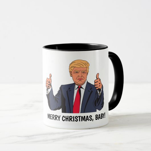 ドおもしろいナルドトランプ、メリークリスマス、ベビー! マグカップ (正面右)