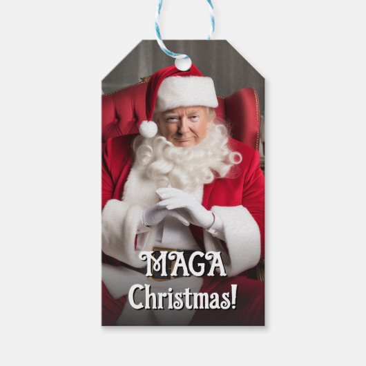 ドおもしろいナルドトランプMAGAクリスマスサンタクロース ギフトタグ (正面)