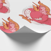 ドおもしろいルドトランプ感謝祭ターキーピンク ラッピングペーパー (角)