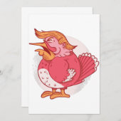 ドおもしろいルドトランプ感謝祭ターキーピンク 招待状 (正面/裏面)