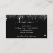 ドかわいらしリップスオンブラックシルバーグリッター雨水点滅 名刺 (裏面)