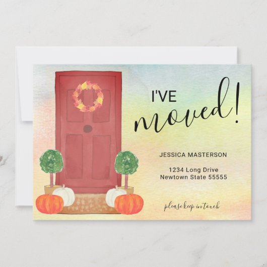 ドアかぼちゃを移動した秋の移動告知 案内状 (正面)