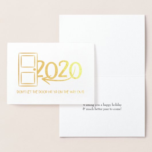 ドアが外に出る途中で当たらないでくれ！新年 箔カード (ディスプレー)