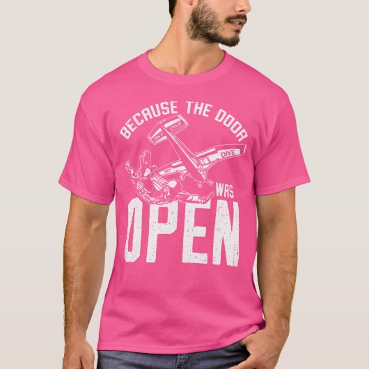 ドアが開いてパラシュートおもしろい天空だから Tシャツ (正面)
