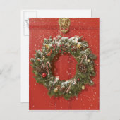 ドアでつるすクリスマスのリース シーズンポストカード (正面/裏面)