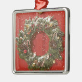 ドアでつるすクリスマスのリース メタルオーナメント (左)