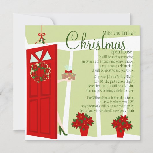 ドアでのフルーツケーキ 招待状 (正面)