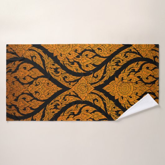 ドアでタイのパターンの彫刻ロータス写真を閉じる バスタオル (バスタオル)