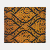 ドアでタイのパターンの彫刻ロータス写真を閉じる フリースブランケット (正面(横))