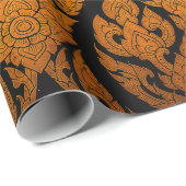 ドアでタイのパターンの彫刻ロータス写真を閉じる ラッピングペーパー (ロールコーナー)