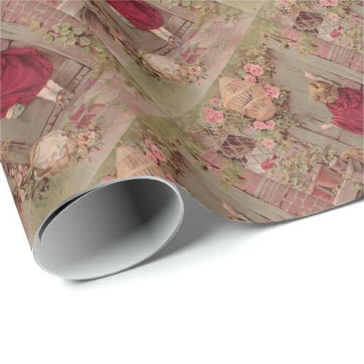 ドアに小さな赤い乗馬フードのノック ラッピングペーパー (ロールコーナー)