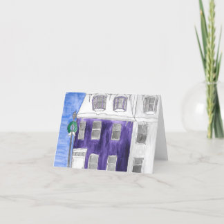 ドアに花輪のあるホリデーハウス シーズンカード