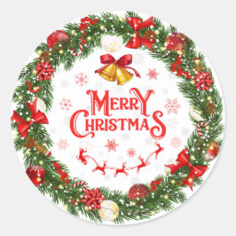 ドアのつるクリスマスリース ラウンドシール