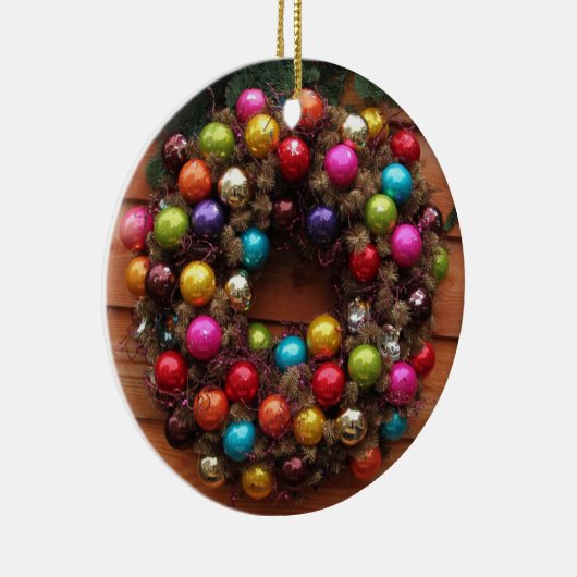 ドアのクリスマスリース – 色付きボール セラミックオーナメント (右)