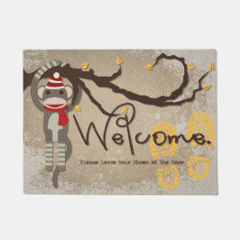 ドアのソックス猿であなたの靴を残して下さい ドアマット