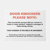 ドアのノックアご注意ノベルティサイン警告のおもしろい ドアマット (正面)