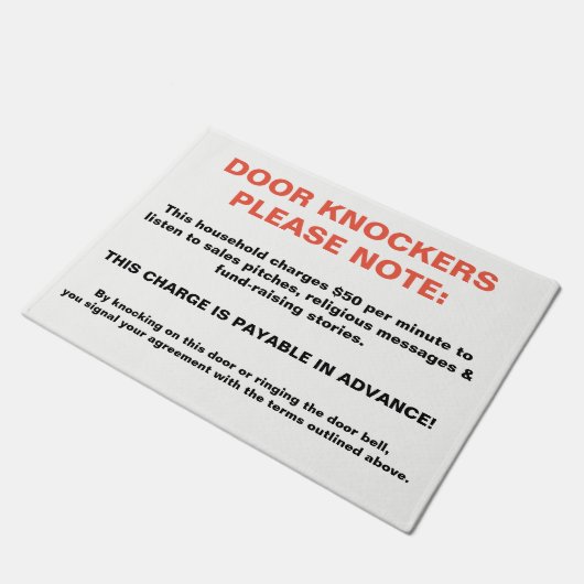 ドアのノックアご注意ノベルティサイン警告のおもしろい ドアマット (アングル)
