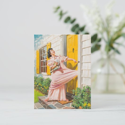 ドアの中でいたずら ポストカード (スタンド正面)