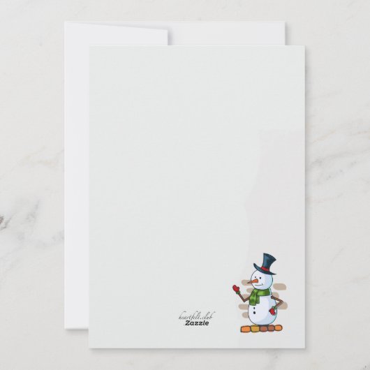 ドアの休日の移動発表の雪だるま シーズンカード (裏面)