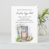 ドアの前の卵イースター卵狩り 招待状 (スタンド正面)
