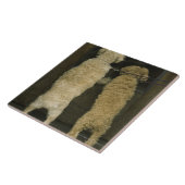 ドアの窓、背面図を見ている2匹の犬 タイル (側面)