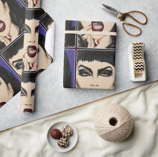 「ドアの階段絵を描の上の夜 ラッピングペーパー (クラフト)