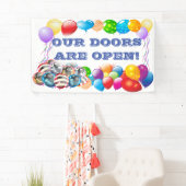 ドアはビニールバナー3' x 5'バナーを開いている 横断幕 (インサイチュ)