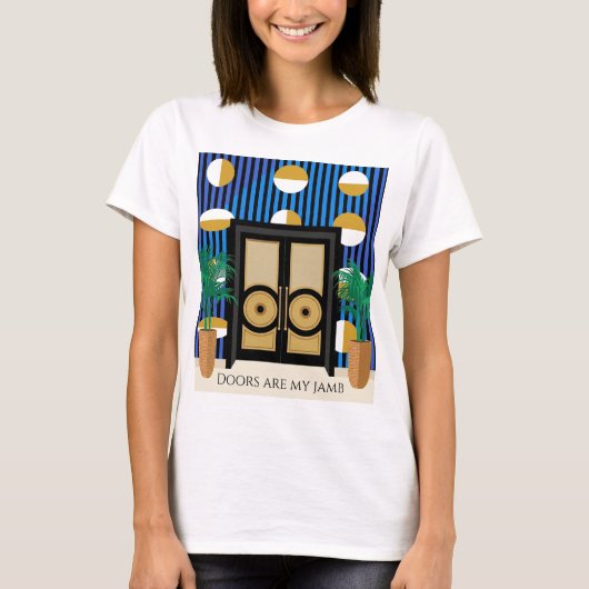 ドアは私のジャム | カラー ブロック アールデコ調 Tシャツ (正面)