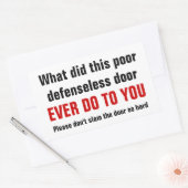 ドアをバタンと閉めないで懸命 長方形シール (封筒)