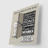 ドアを開く スクエア壁時計 (傾斜)