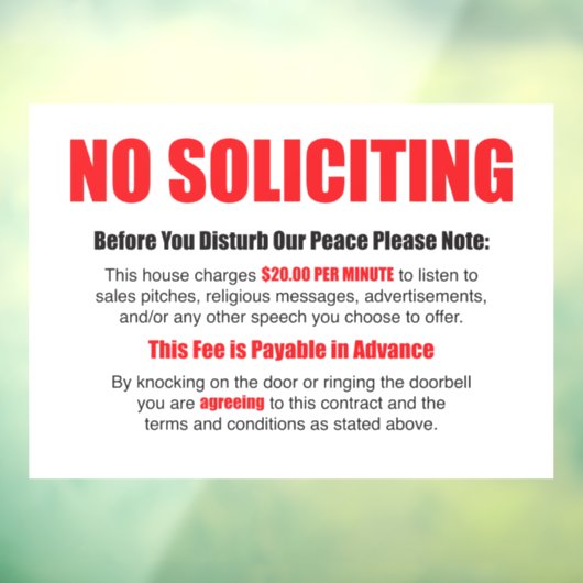 ドアを開けて勧誘しない ウィンドウサイン (シート3)