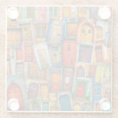 ドアアートヴィンテージドアコラージュカラフル ガラスコースター (裏面)