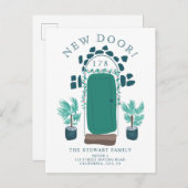 ドアイラストレーションフローラ新しいホームムービング 案内ポストカード (正面/裏面)