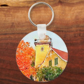 ドアカウンティイーグルブラフライトハウスウォーターカラー キーホルダー (正面)