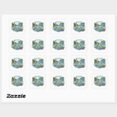 ドアカウンティ、ウィスコンシン州の灯台とミシガン湖のマグネット スクエアシール (シート)
