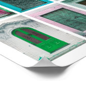 ドアカラフルコラージュ – 青/ピンク/緑/紫 ポスター (角)