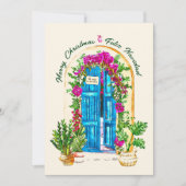 ドアカラフルー&ブーゲンビレーメキシカンクリスマス シーズンカード (正面)