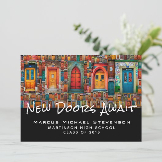 ドアズ引用文写真高校卒業パーティー 招待状 (スタンド正面)