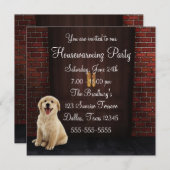 ドアドッグブリックウォール引っ越し祝いパーティーパーティー 招待状 (正面/裏面)