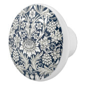 ドアノブ - 白い花の青 ウィリアム・モリス セラミックノブ (右)